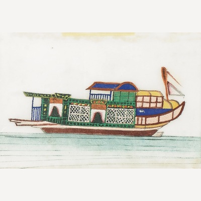 船只通草画