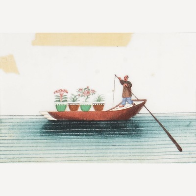 船只通草画
