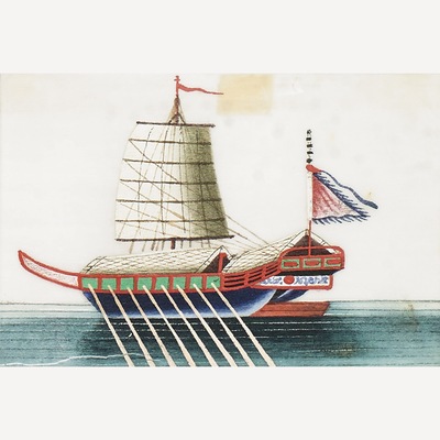 船只通草画