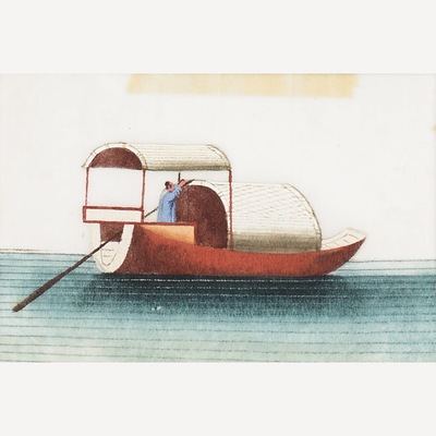 船只通草画